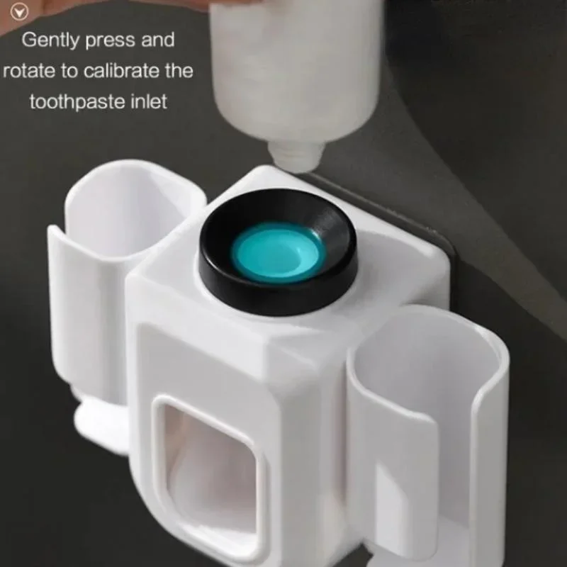 Toothbrush Holder Double Hole Wall Toothbrush Organizer Toothpaste Stand Toothpaste Squeezer Bathroom Accessories ba&ntilde;o banheiro