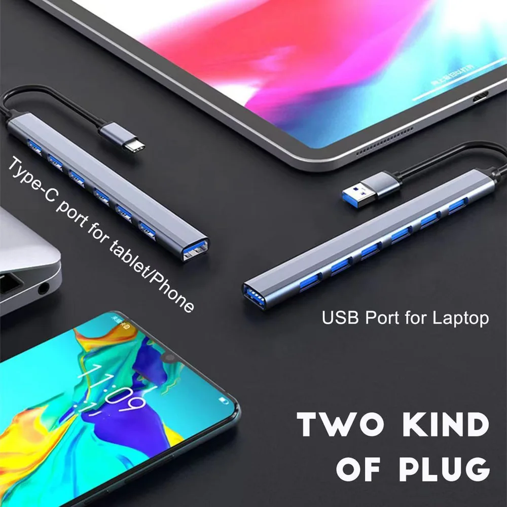 7-Port High-Speed USB-C Hub with USB-A and USB-C PD Connectivity