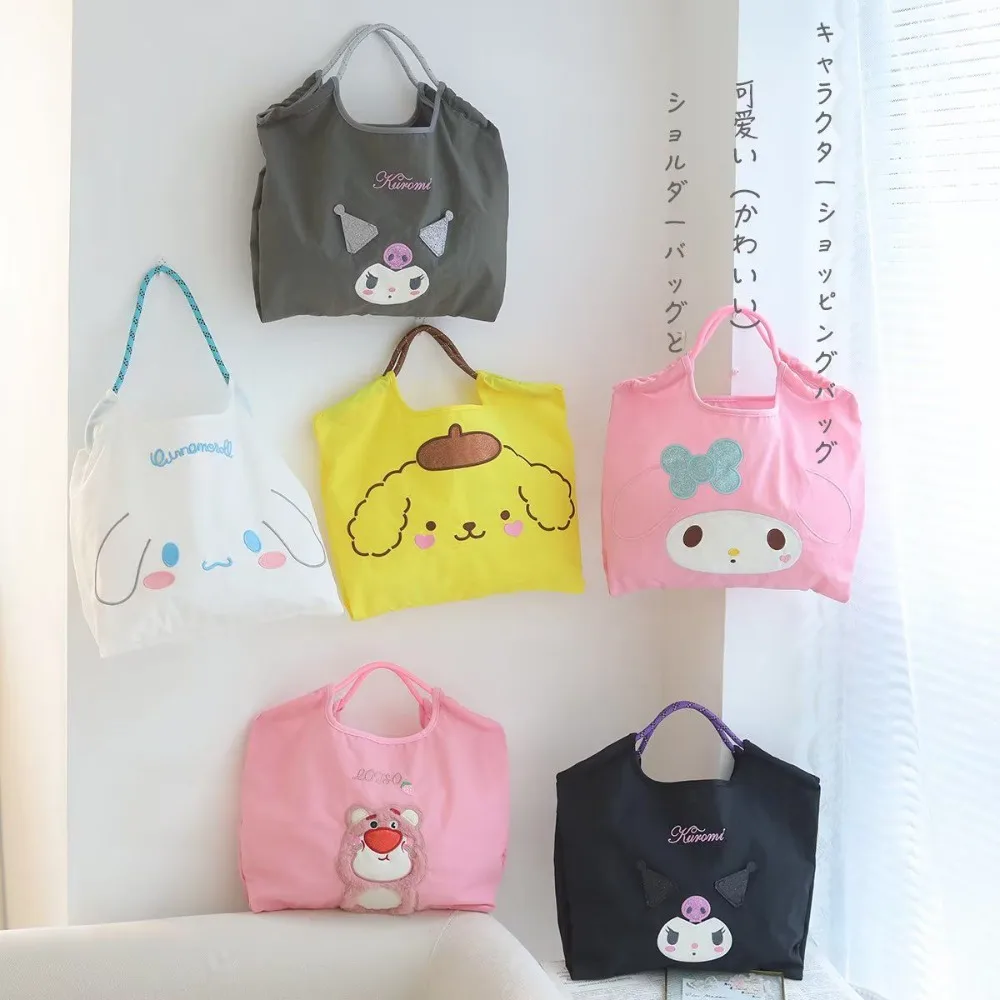 

Новая Милая мультяшная сумка через плечо Sanrio anime Kurome с вышивкой, ручная сумка, сумка для покупок, Женская Портативная сумка большой вместимости, подарок