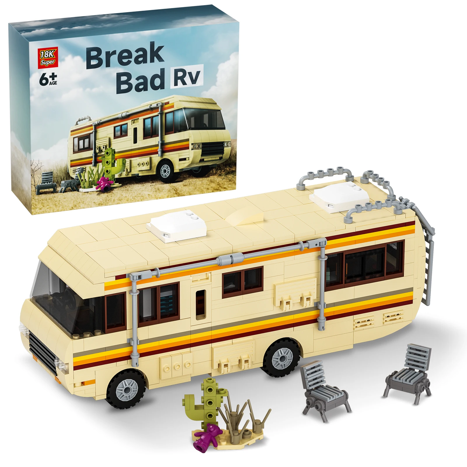 Gobricks New Breaking Bad Pinkman Cooking Lab Rv Car Building Blocks Set Walter White Van Vehicle Toy For Children Birthday Gift