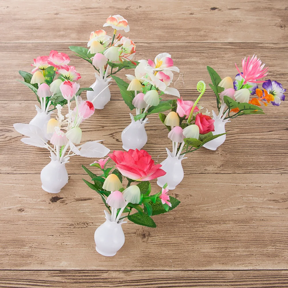LED Creative Colorful Luminous Vase Night Light Dream Luminaria Lamp Children's Bedroom Sleep Light for Gift US Plug