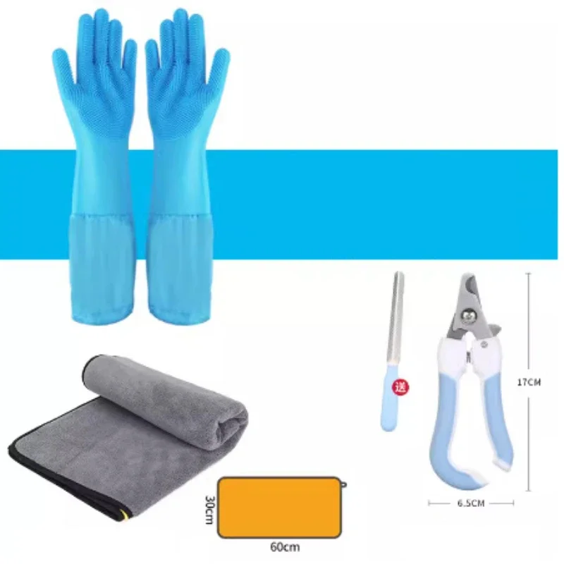 Pet Bathing Gloves 1PC Dog & Cat Grooming & Cleaning Nail Clippers Absorbent Towel Massage Brush Sticky Hair Sticker Pet Supplie