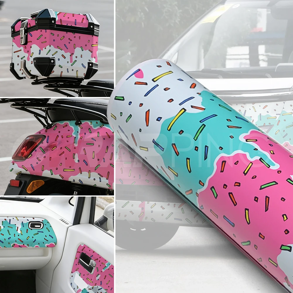 Außenauto-Vinylpapier für das Auto, bonbonfarbene Tarnung, Auto- und Outdoor-Zubehör, Graffiti-Druck, Vinylfolie, Motorradaufkleber – Detail 9
