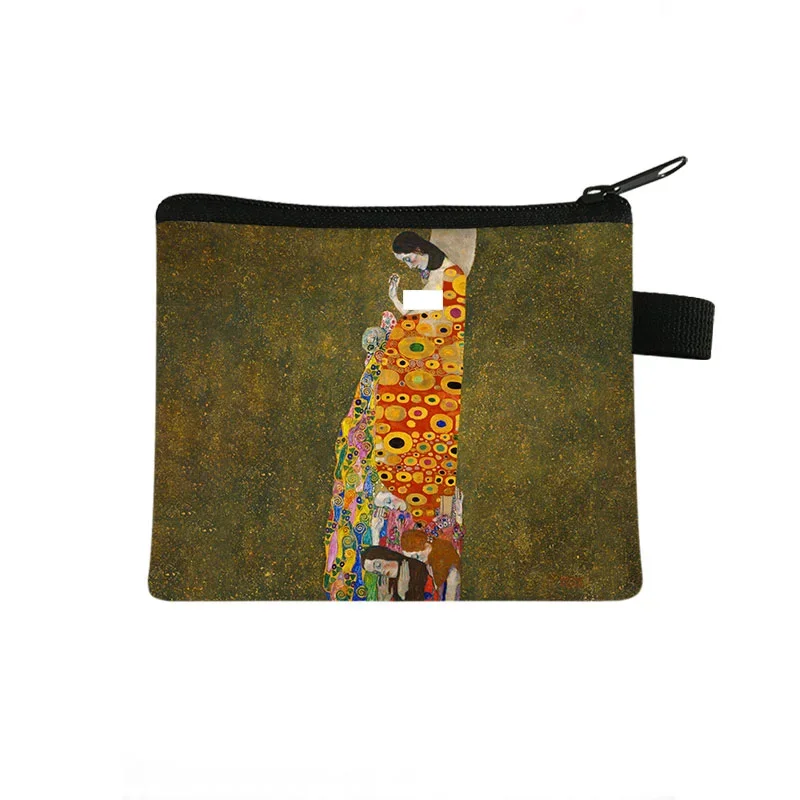 Vintage Painting Kiss / Water Lily Mini Wallet Monet / Gustav Klimt Coin Purse Women Girls Cash Wallet Money Zero Bag Mini Pouch