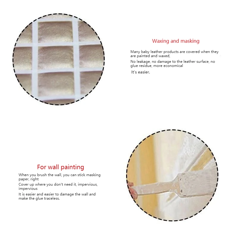 50m / 20m Masking Tape White Color 12/18/60mm Single Side Tape Adhesive Crepe Paper for Oil Painting Sketch Drawing Supplies 4
