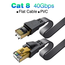 Ultra-High-Speed Cat8 Ethernet Cable - 40Gbps, 2000MHz, 5m/10m Network Patch Cord - 0.5m (CAT8 40G Flat)