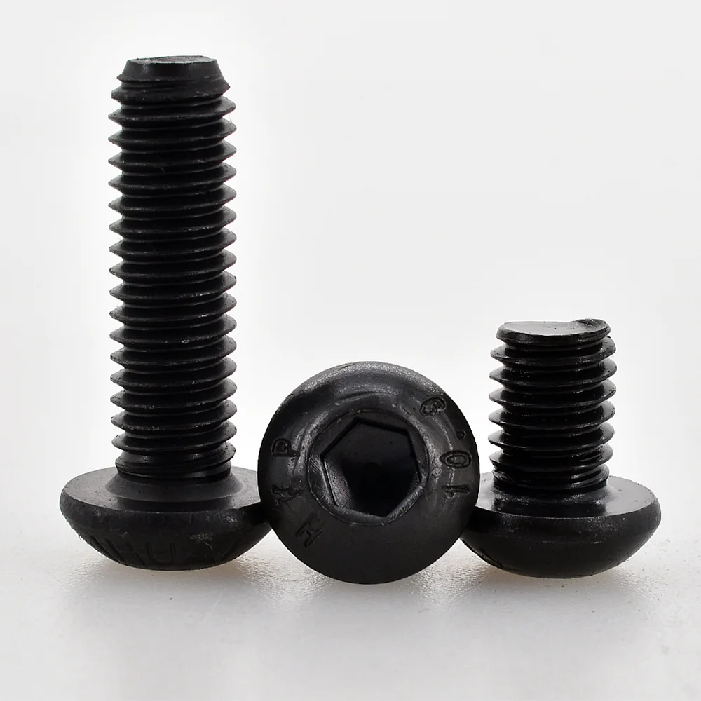Hexagon Socket Head Screw 10-200pcs ISO7380 M2-M8 Black Grade 10.9 Steel Button Head Allen Bolt