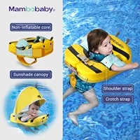 Baby Float With Crotch Strap & Inflation-free Solid Core Mambobaby Kid Swimming Ring Have Sunshade 0-7 Yeas Old Swim Pool Tube 1