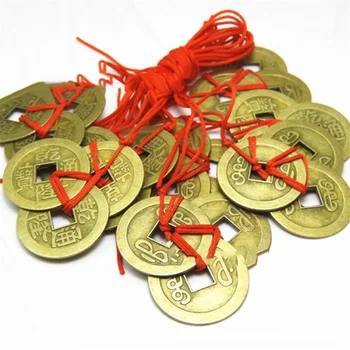 2 set di 3 monete cinesi di Feng Shui per la ricchezza e il successo Lucky Oriental Emperor Qing Money Ciondolo antico I migliori auguri Regali