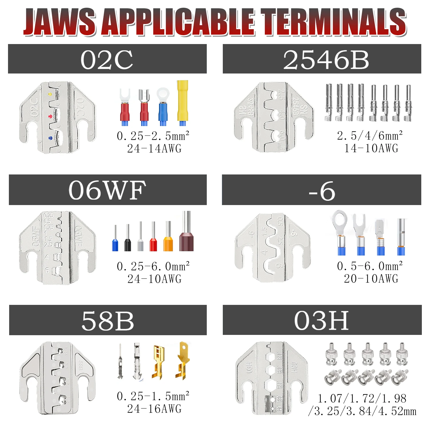 SN-58B 5Jaws Tool Kit Electrician Crimping Tools Crimping Plier Crimp Dupont Terminals Clamp Electronics Connector Hand Jaws Box 4