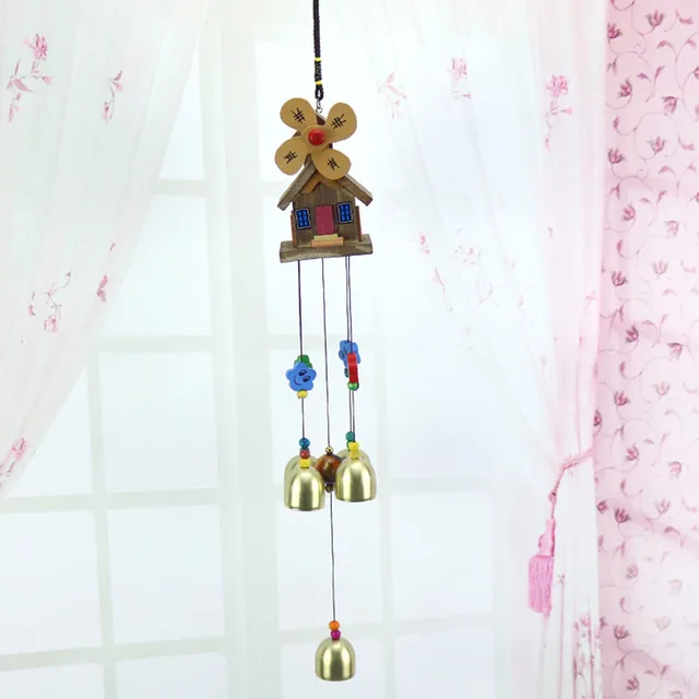 Colorful Wooden House Wind Chimes Decorations Outdoor Garden Windbells Japan Wind Bells Chime Aeolian Chimes 3