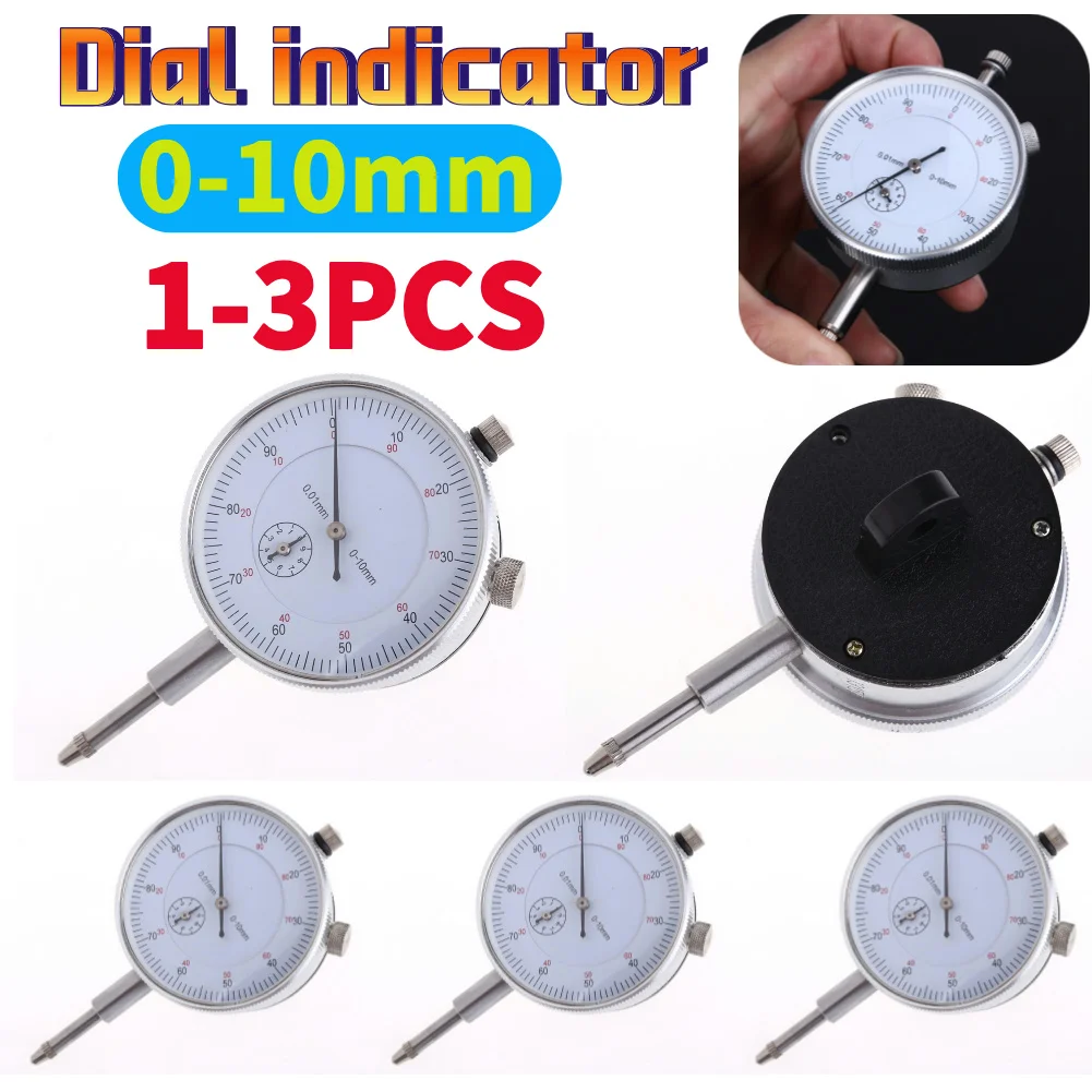 1-3Pcs Dial Indicator Micrometer Hour Type Indicator Precision 0.01 Comparator Indicators Dial Gauges Measuring Instrument Tools
