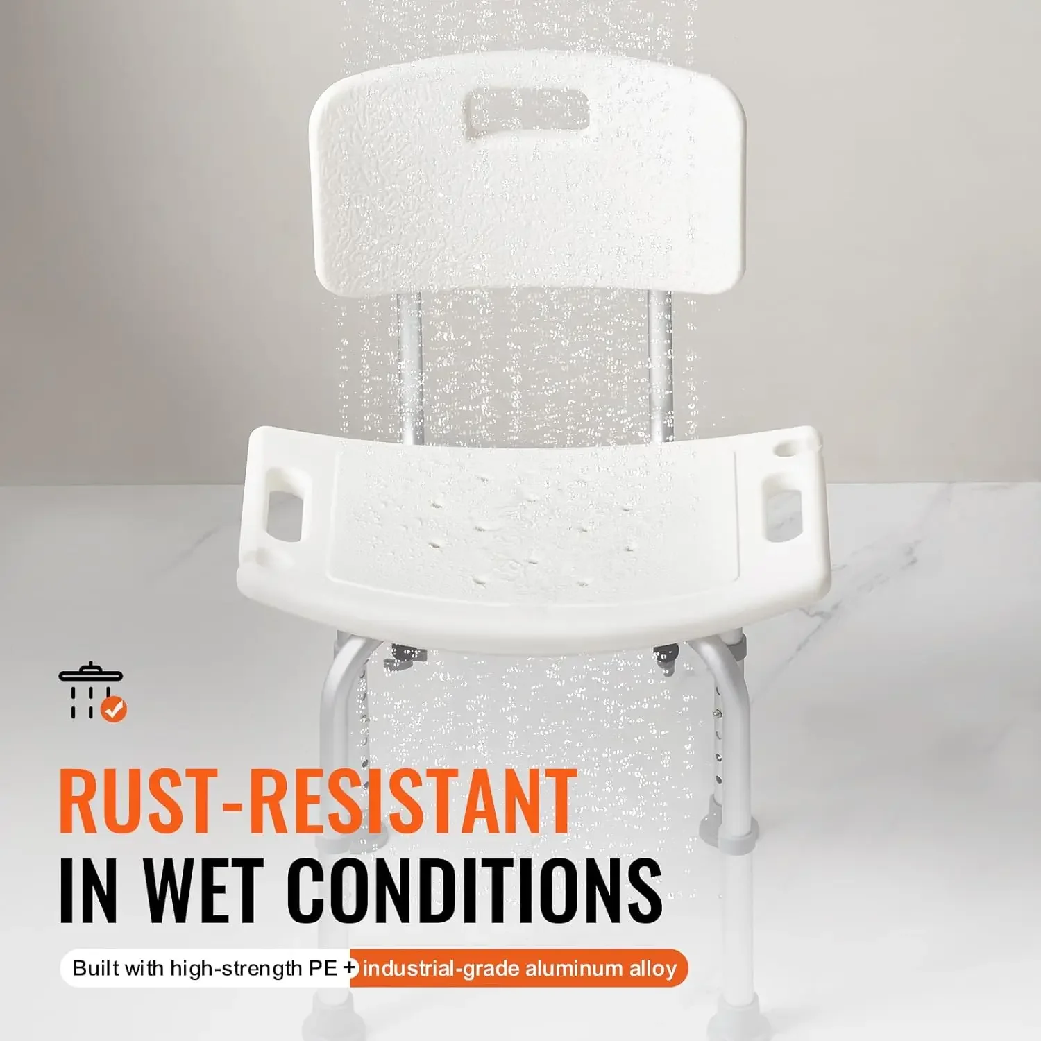 Shower Chair, Shower Seat with Back, Adjustable Height Stool, Chair for Inside Bathtub, Non-Slip Bathroom 4