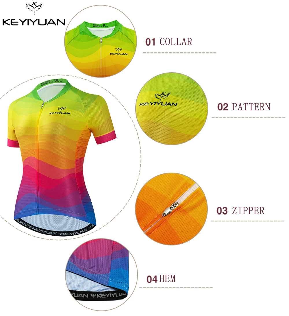 Women Summer Cycling Jersey MTB Tops Short Sleeve Bike Shirts Triathlon Bicycle Clothes KEYIYUAN