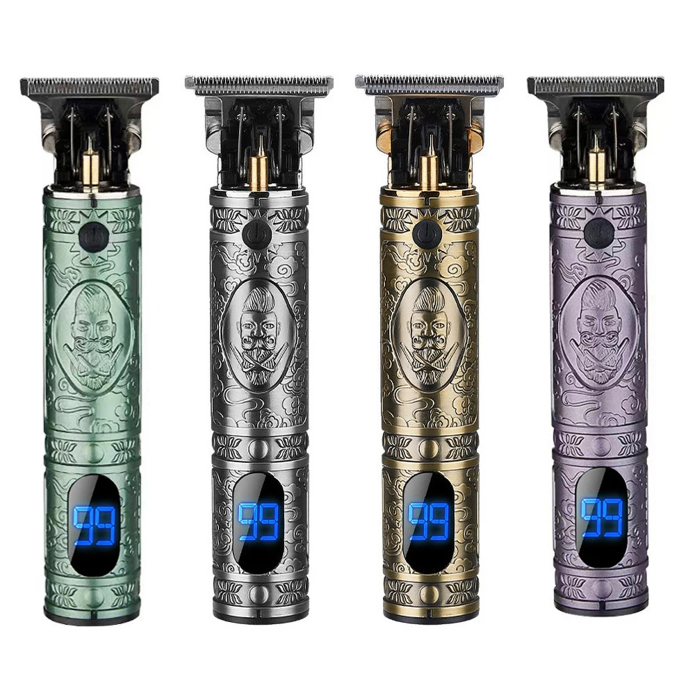 

Vintage T9 Cordless Professional Hair Clippers Electric Trimmers For Men Clipper Hair Cutting LCD Digital Buddha Head Shaver