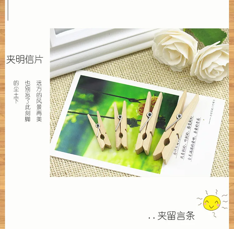 50 stücke DIY Mini Holz Clips Handgemachte Handwerk Dekorative Foto Clips Wäscheklammer Handwerk Dekoration Pegs Hause Büro DIY Spielzeug – Detail 8