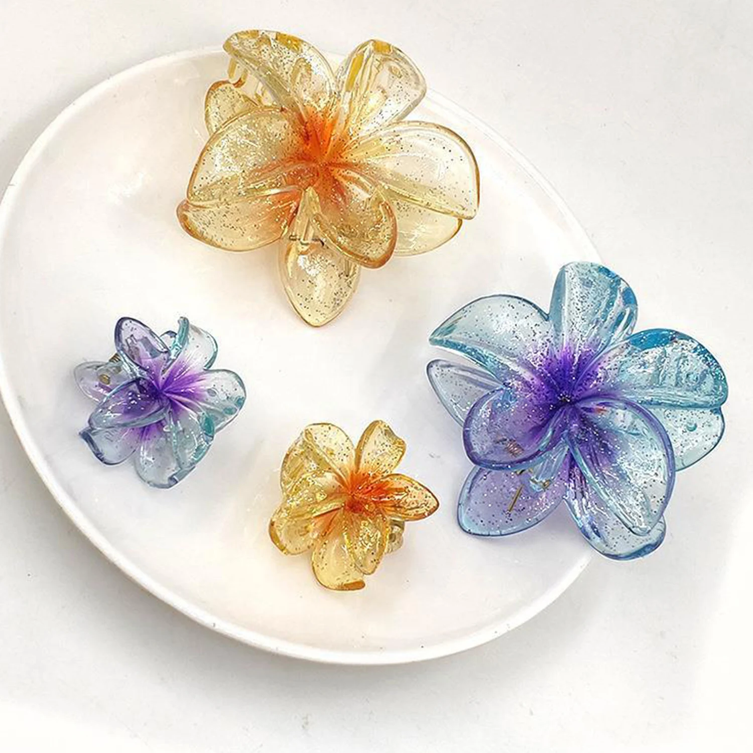 

Hair Flower Clip Clips Plumeria Beach Flowers Claw Barrettes Accessories Barrette Kids Colorful Women Piece Artificial