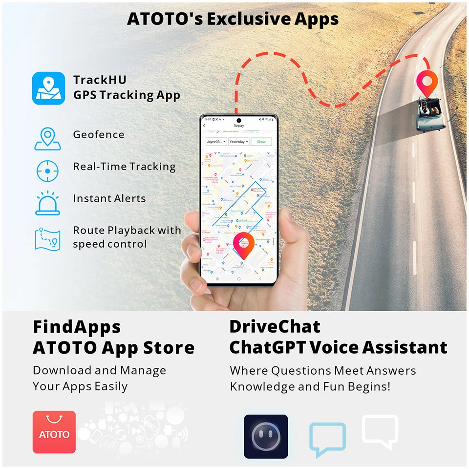 ATOTO P9 4G 안드로이드 자동차 스테레오, QLED ChatGPT GPS 추적, 블루투스 오토라디오, 카플레이, 안드로이드 자동 플레이어, 휴대용 라디오, 7 인치