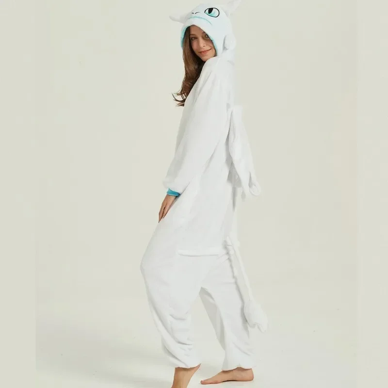 Flannel Cartoon Conjoined Animal Pajamas Tamed Dragon White Dragon Thickened Home Clothes Stitch Pajama Adult Costume Cosplay kigurumi pajamas onesies flannel pajamas onesies cosplay pajamas onesies