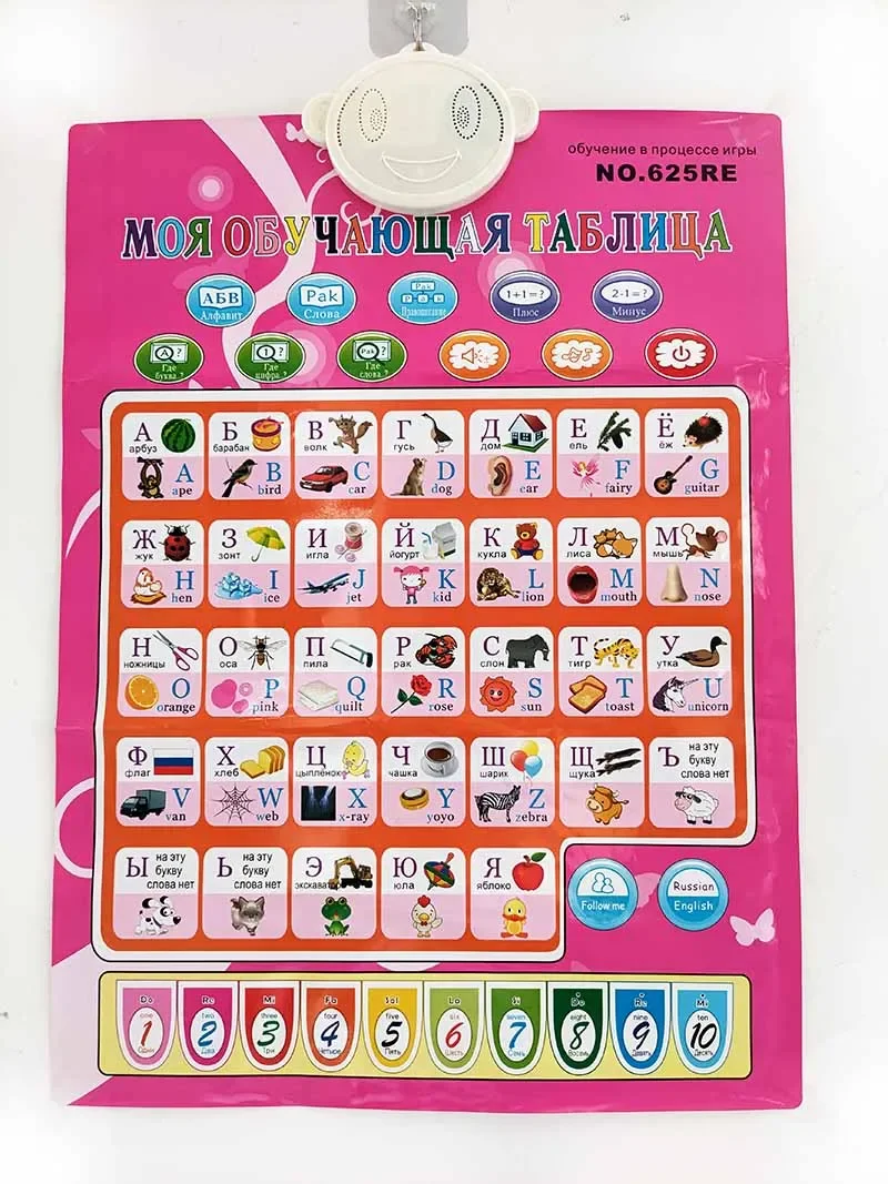 Russian language electronic baby ABC alphabet sound poster infant kids present Gift early learning education phonetic chart 2