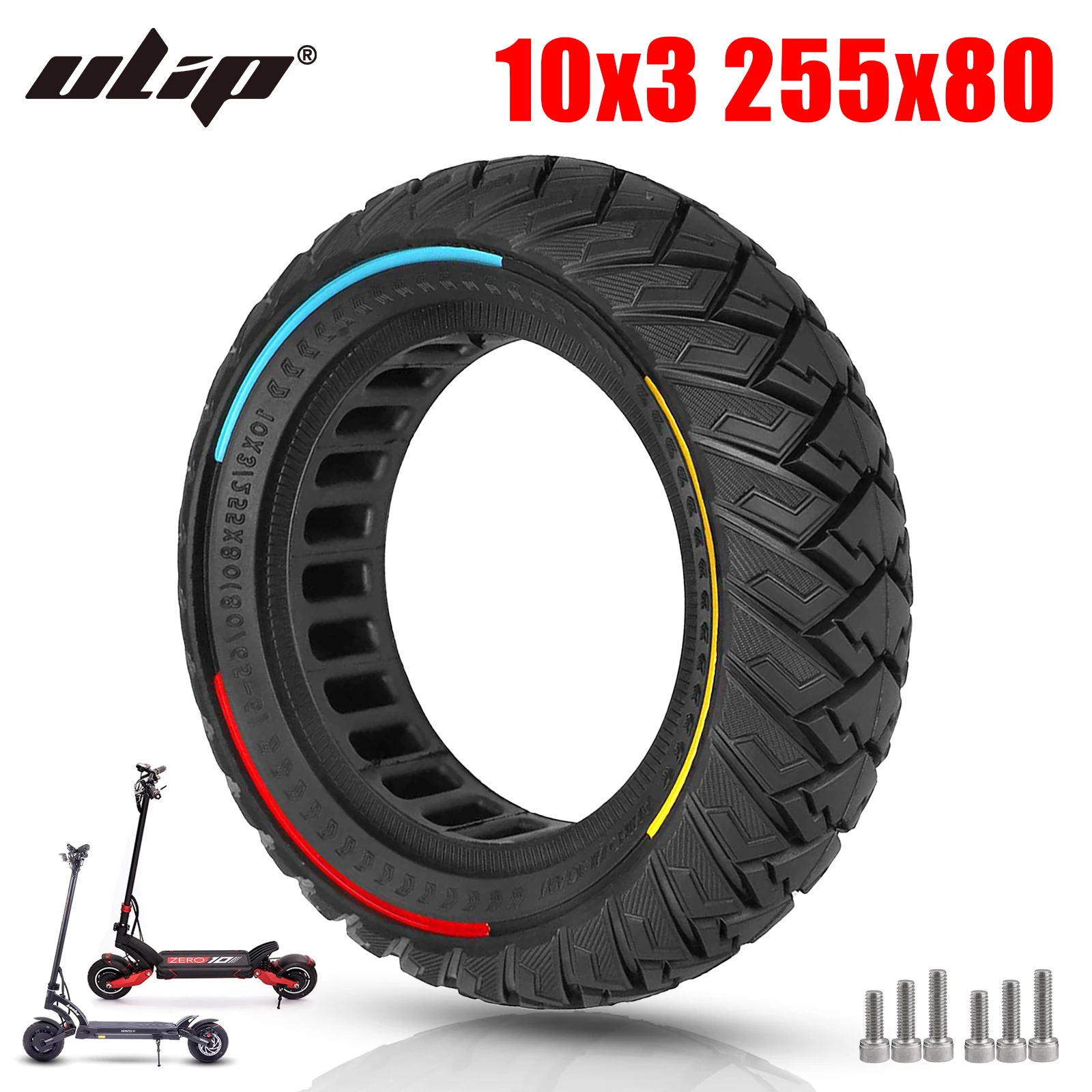 

Ulip 10Inch 10x3 Off-Road Solid Tire 255x80(80/65-6) Tire For Zero 10X/KUGOO M4 Pro/Kaabo Mantis 10 Electric Scooter Tires Parts