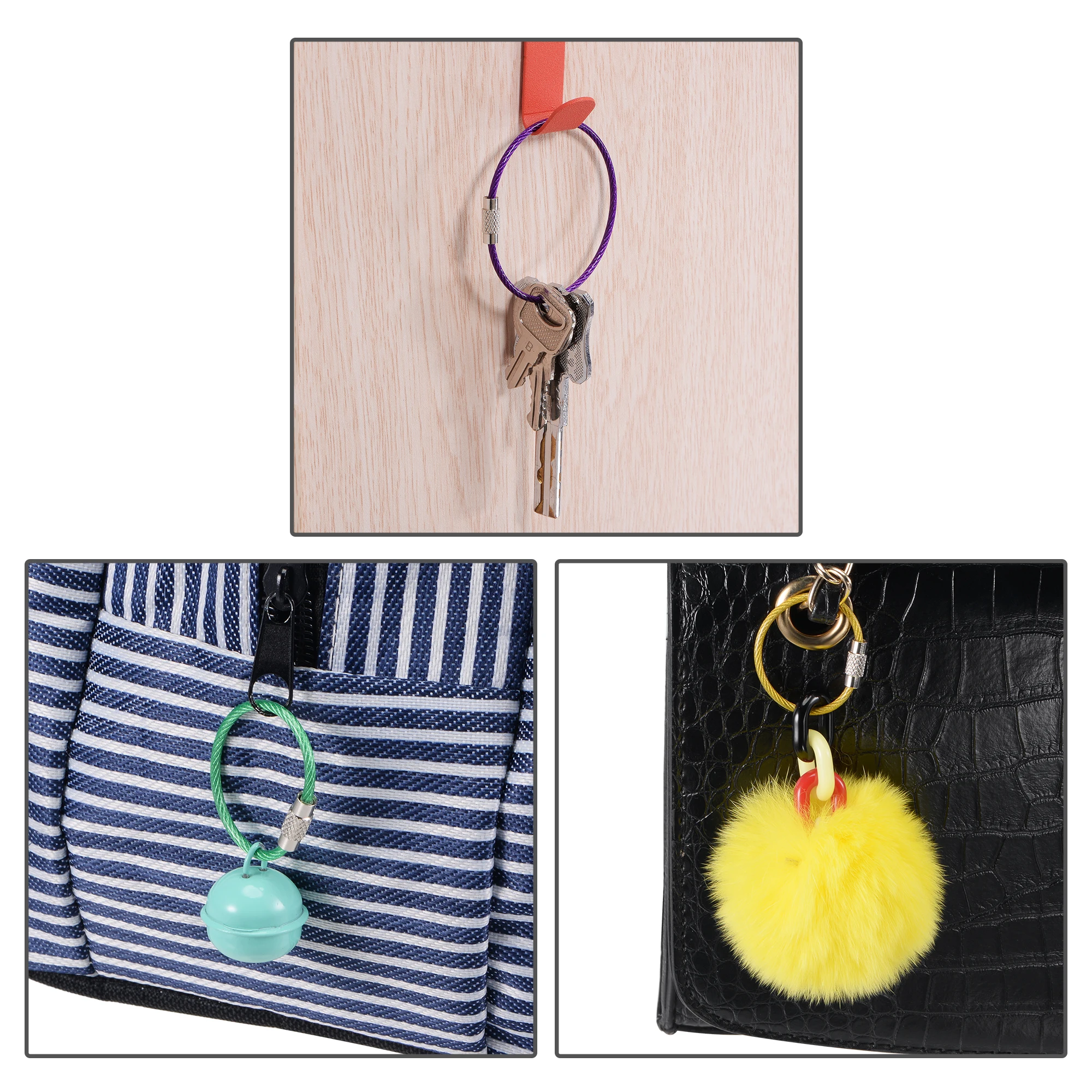 uxcell Wire Keychain Key Ring Loop Cable for Handbag Lanyard Zipper PVC Coated Stainless Steel 6
