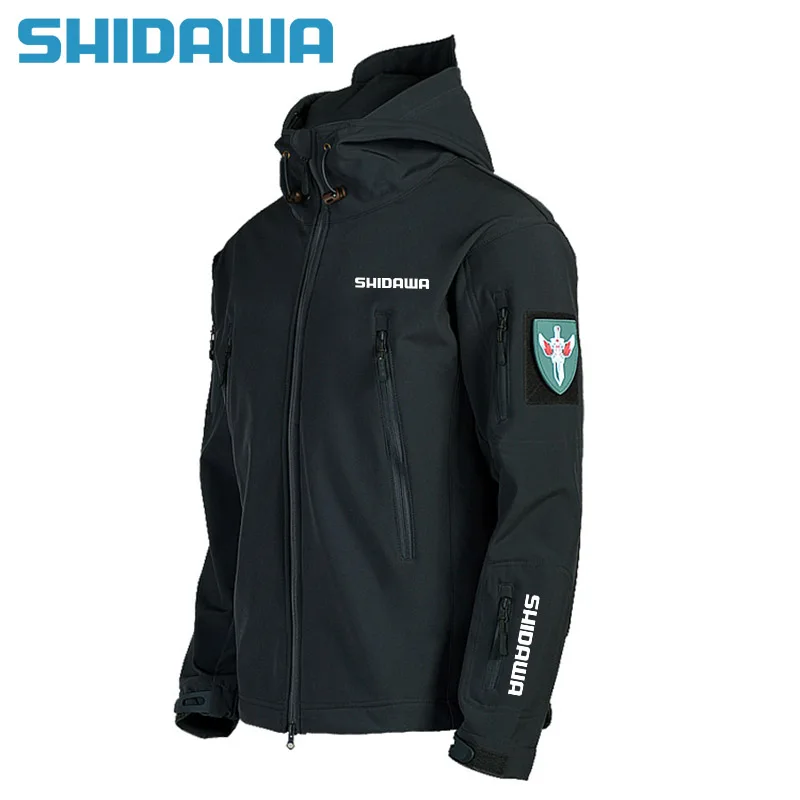 Fishing Clothes Shidawa Autumn Winter Men's Waterproof Warm Fishing Set Hooded Jacket + Army Combat Pants Outdoor Hiking Camping