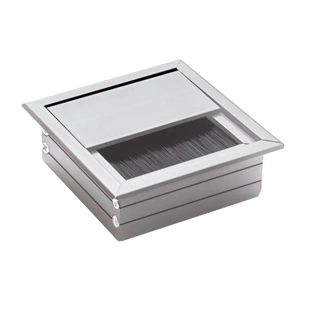 Desk Cord Grommet Wire Hole Cover Line Outlet Port Threading Box Cover Cable Passing Box 80x80MM Office Table Cable Organizer
