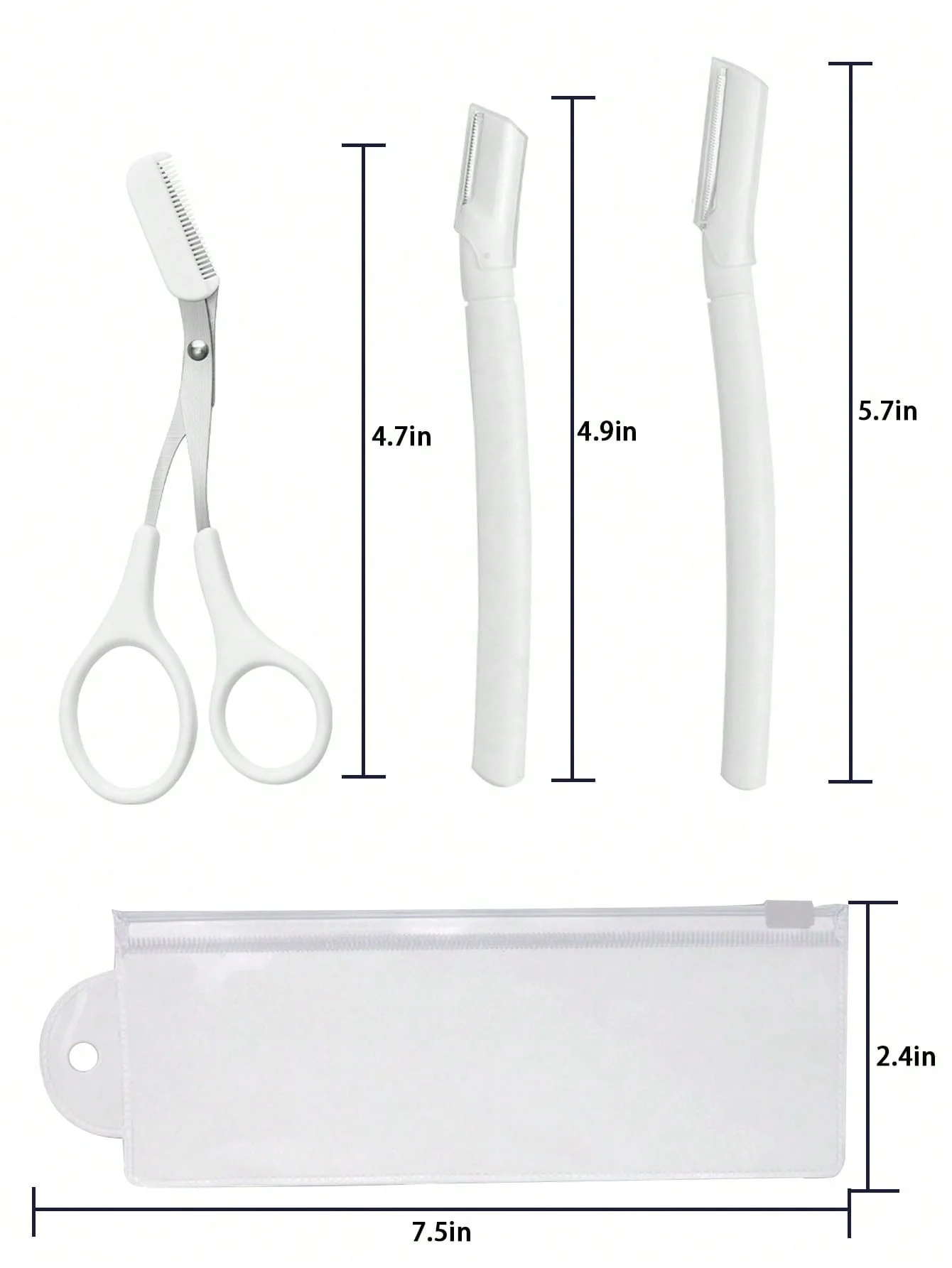 3PCS Eyebrow Razor Kit Razors Eyebrow Trimmers Set for Women and Men Including Shears, Long Razor and Short Eyeb