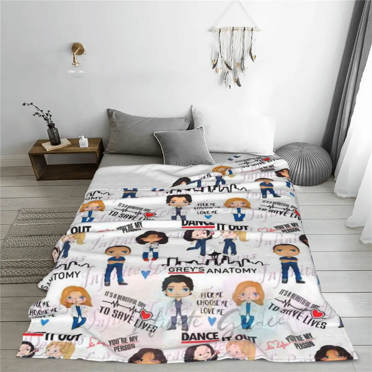 

Grey's Anatomy Tv Show Blanket Velvet All Season Anime Multi-function Warm Throw Blanket for Bedding Travel Bedding Throws