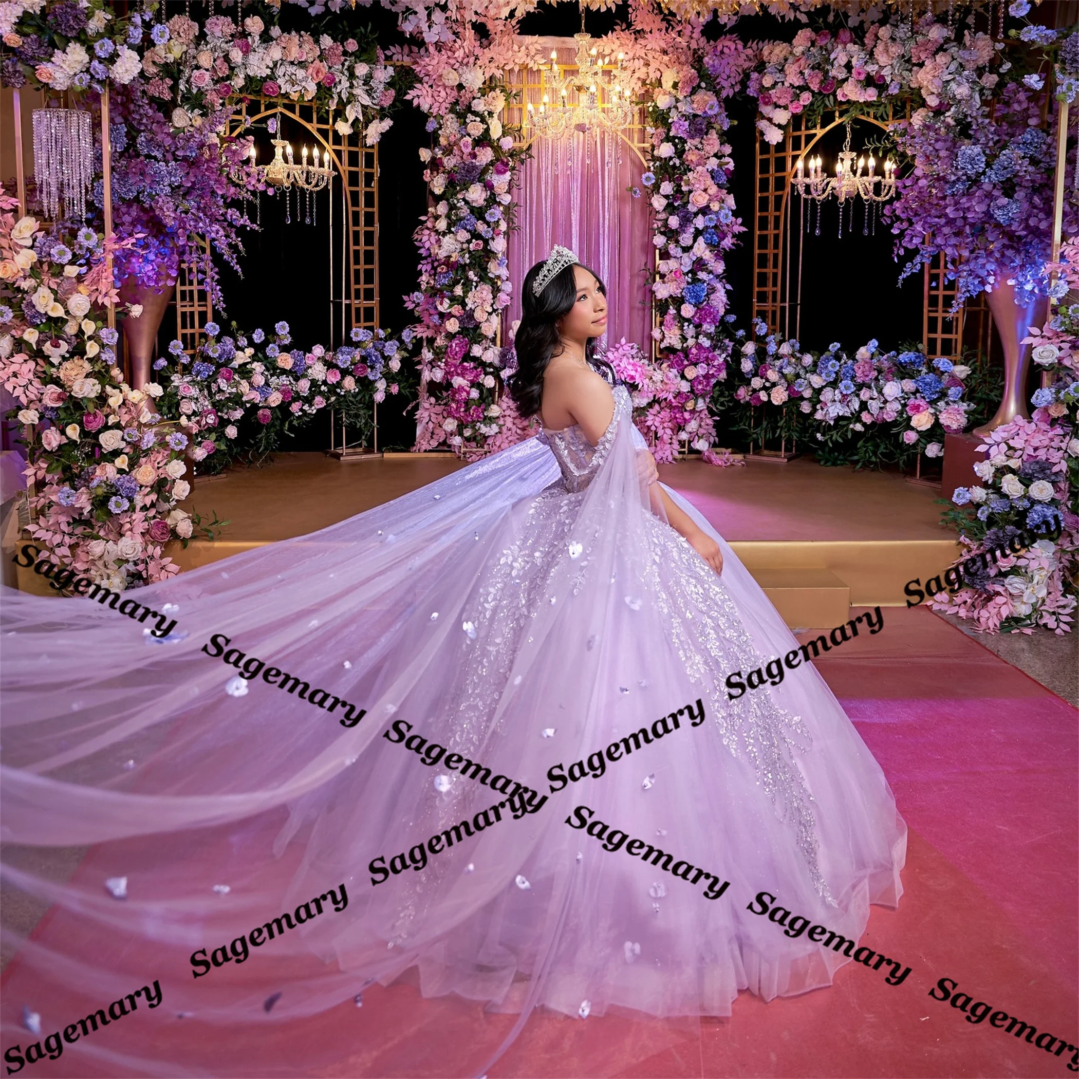 Sagemary Fairytale Quinceanera Dresses for Girls Appliques Off the Shoulder Beading Plus Size Vestido De 15 Customised