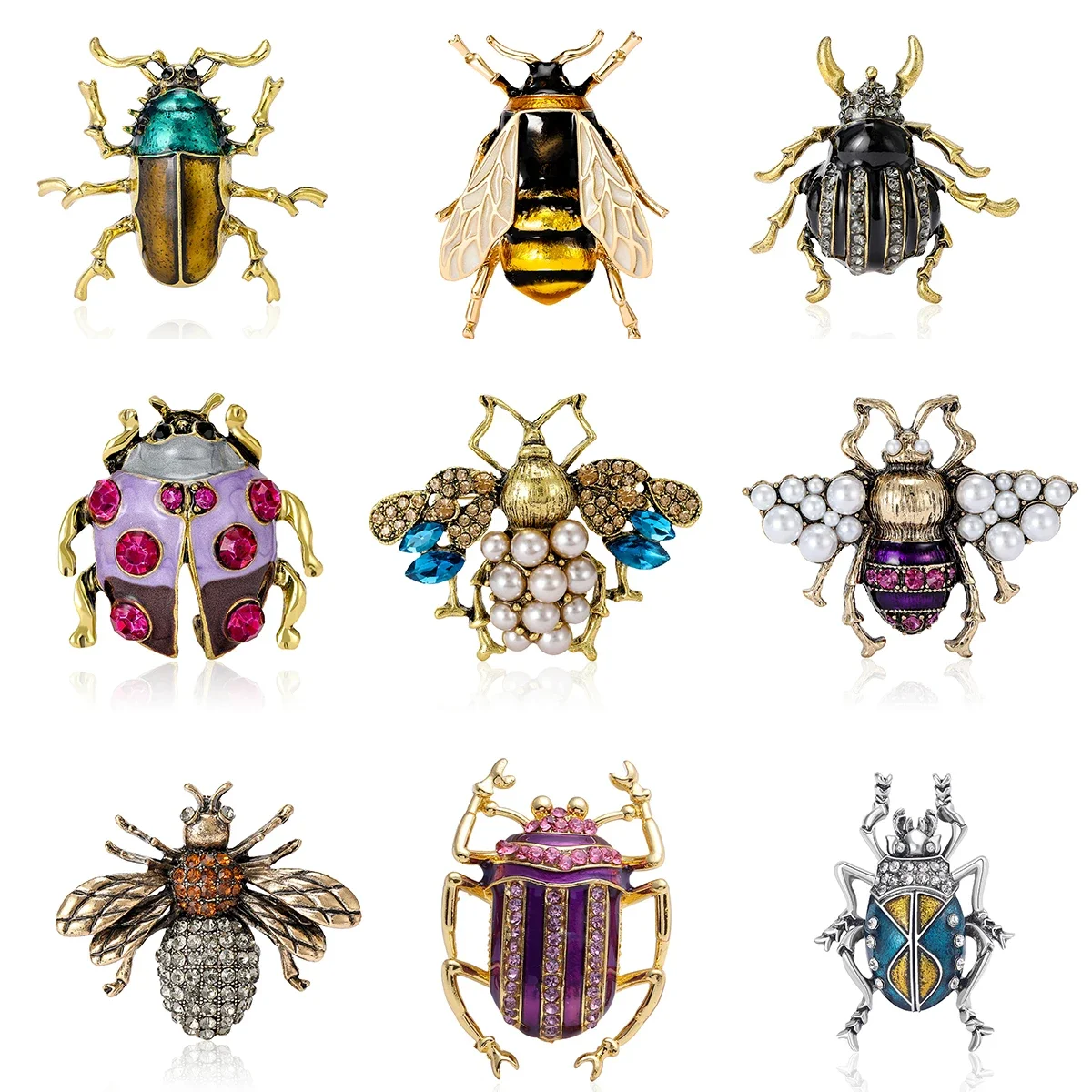 Rhinestone Bee Brooch for Women Unisex Pearl Beetle Pin Enamel Insect Lapel Pin Banquet Party Backpack Gifts Jewelry Accessories Rhinestone Bee Brooch for Women Unisex Pearl Beetle Pin Enamel Insect Lapel Pin Banquet Party Backpack Gifts Jewelry Accessories