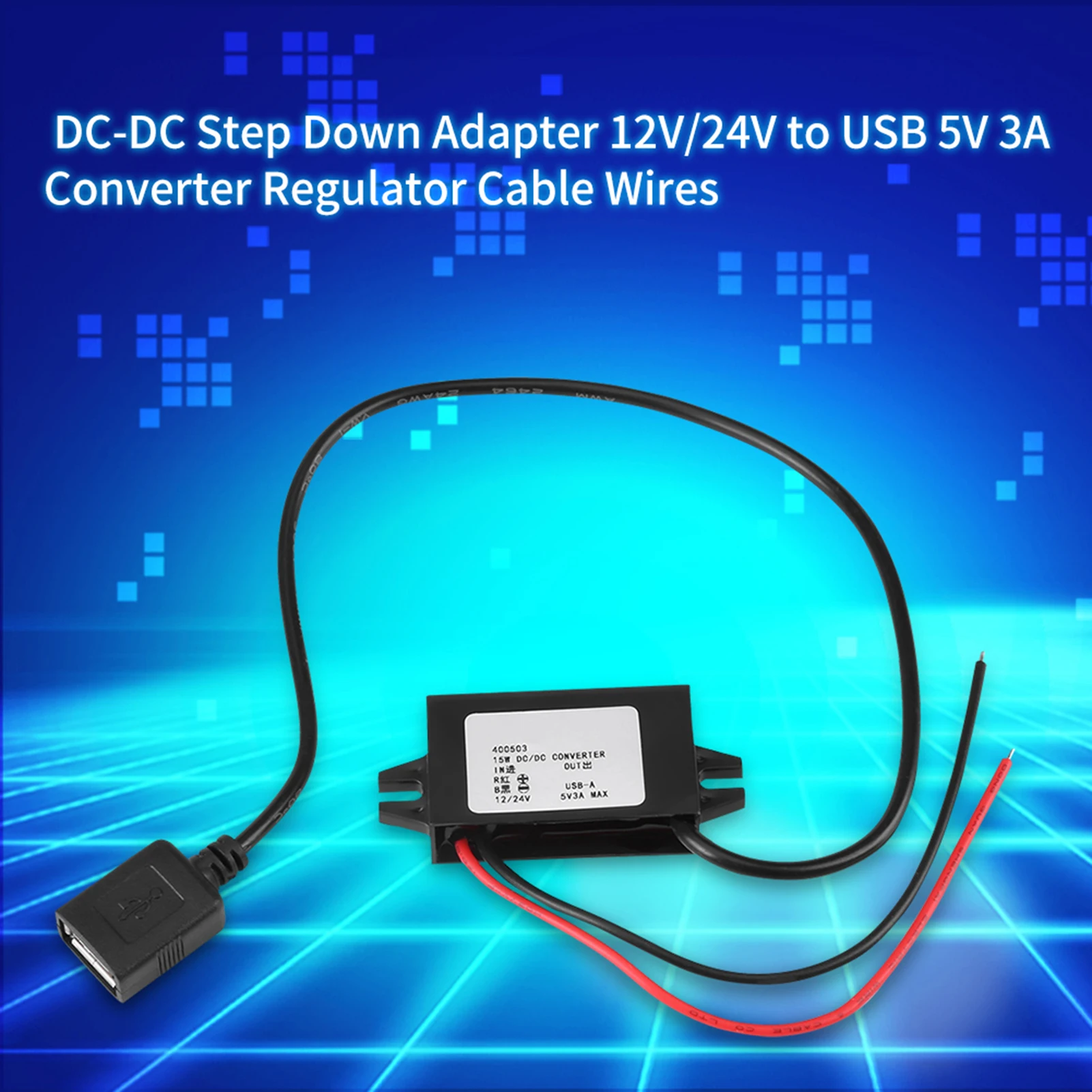 DC-DC Converter Regulator 12V/24V to USB 5V 3A voltage converter