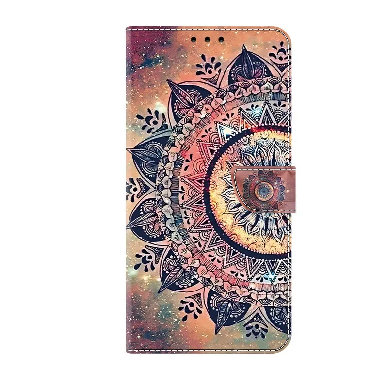 Luxurious 3D Flower Painting Leather Flip Wallet Phone Case