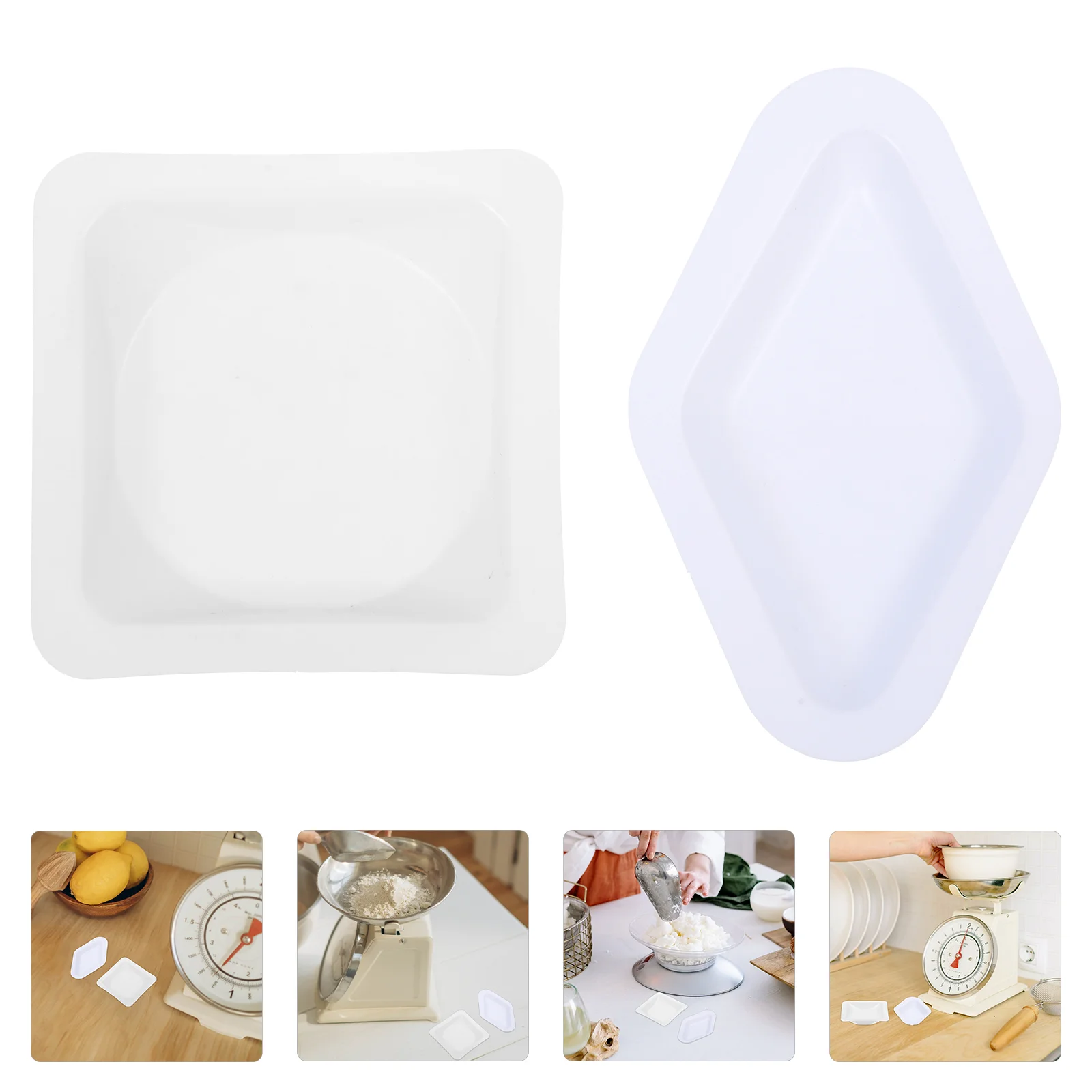

100 pcs Weighing Powder Plate Plastic Weighting Tray Laboratory Weighting Boats with Chamfered Edges