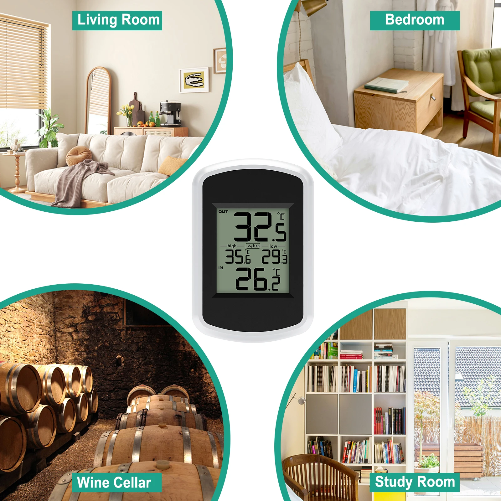 Indoor/Outdoor Wireless Digital Thermometer with Auto-Update and Easy-Read LCD Screen