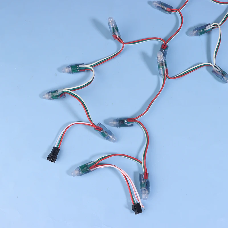 50Pcs DC5V WS2811 Full Color LED Pixel Light Module 12MM 14CM Wires IP68 Waterproof RGB Digital Led Strings For Festival Decor