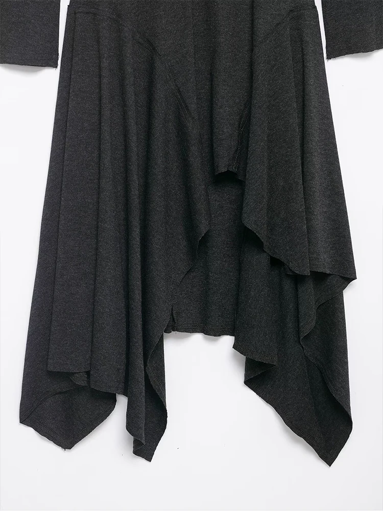 Chic Women Dress New Fashion With Belt Women's Dresses Asymmetry Midi Dress Long Sleeve O Neck Street Casual Dress ﻿