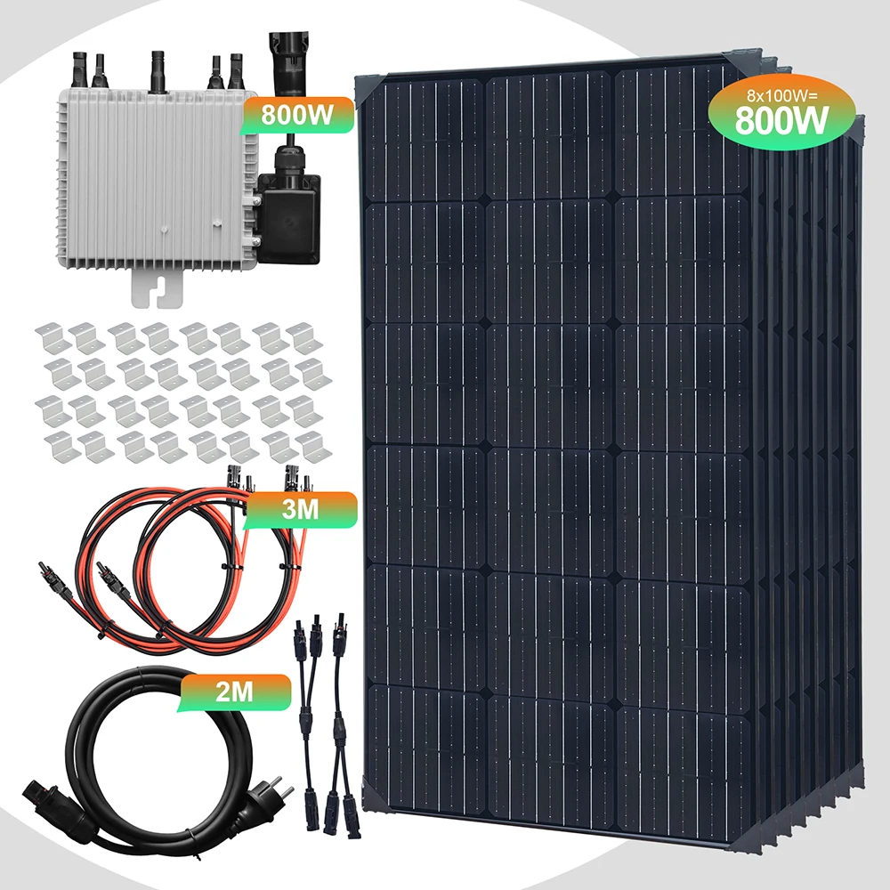 

800W Solar Panel Balcony Power Station plug and play Home Kit System 600W -1000W Inverter 220V 230V Photovoltaic Grid-connected