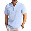 Men's New Summer Trend High-End Striped Casual Short-Sleeved Shirt High Quality Classic Stand Collar Comfortable Fashion sShort- 2