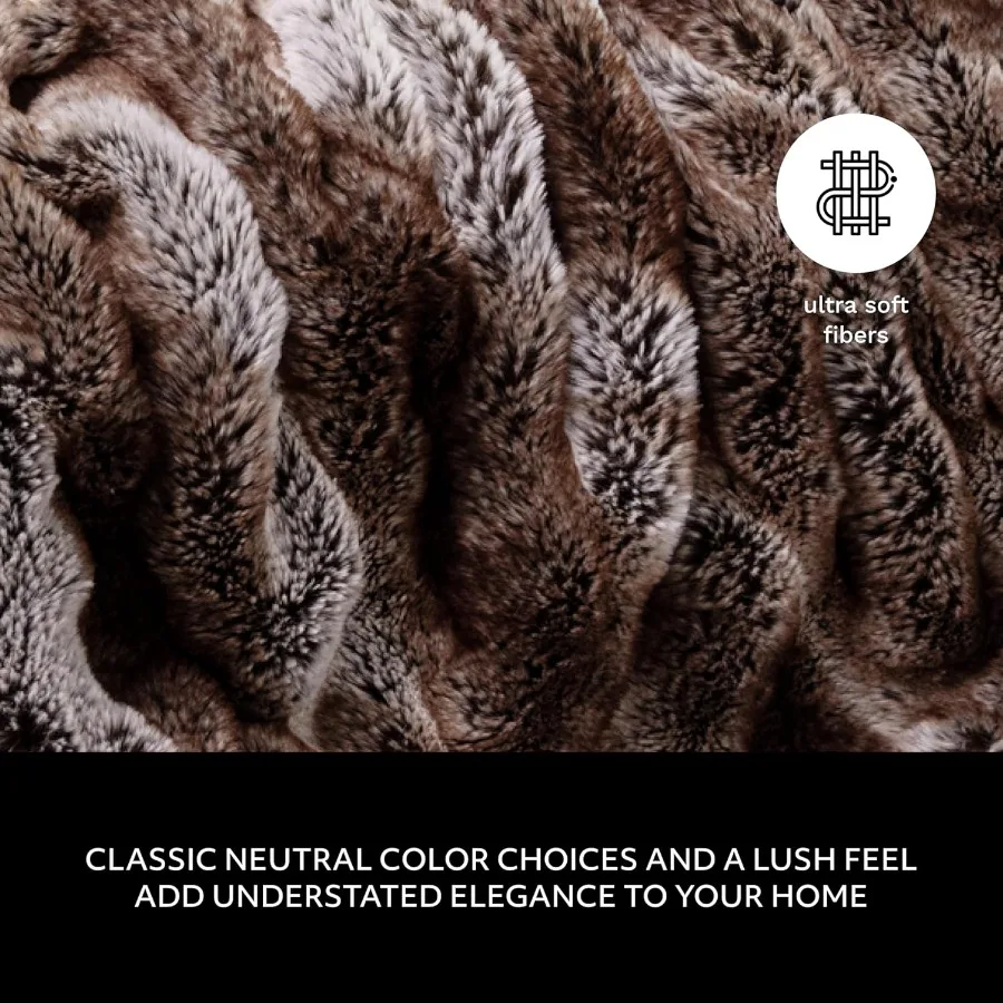 Premium Reversible Luxury Faux Fur Throw for Couch Sofa or Bed Plush Cozy Soft Blanket for Sleeping Relaxing and Elegant Home D