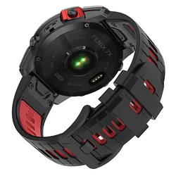 Premium Silicone QuickFit Strap for Garmin Watches - 22mm and 26mm Options Available (Black Red)