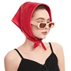 2024 New Fashion Women Satin Silk 60x60CM Square Hijab Solid Color Lady Silk Sunscreen Versatile Bandana Scarves 3