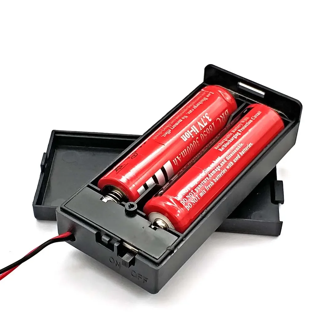 Battery Case Battery Storage Box Battery Holder Battery Box 18650 3.7V 2x18650 Batteries 2 Slots Container with ON/OFF Switch Output Voltage 7.4V