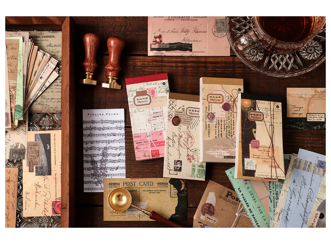 50 Stück Vintage-Aufkleber für Bücher, Retro-Collage, Scrapbooking-Material, Tagebuch, Album, Schreibwaren, Junk-Tagebuch-Zubehör – Detail 17