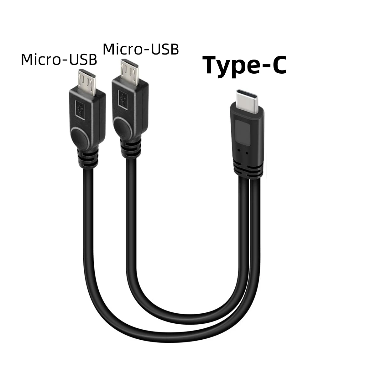 Compact USB-C Y Splitter Charging Cable - 2-in-1 Type C to Mini Micro Charge Cord