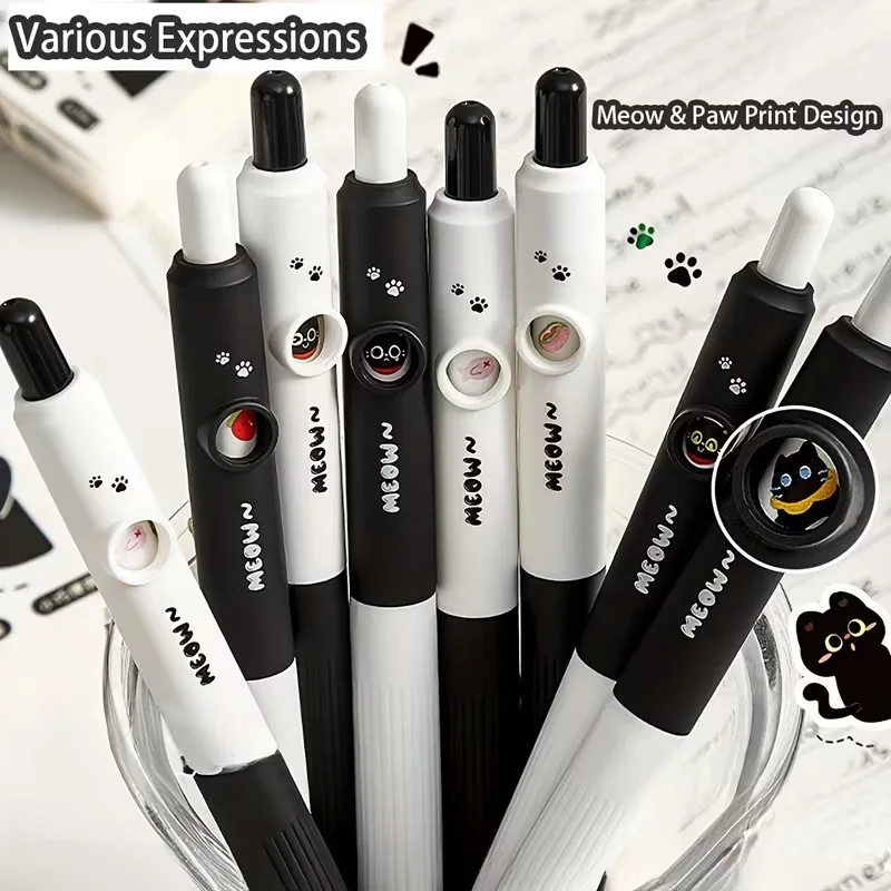 4pcs Kawaii Cat Pens Paw 0.5mm Quick-Dry Black Ink-Smooth Writing Retractable Pens School Journaling Birthday Christmas Gift ﻿ - 5