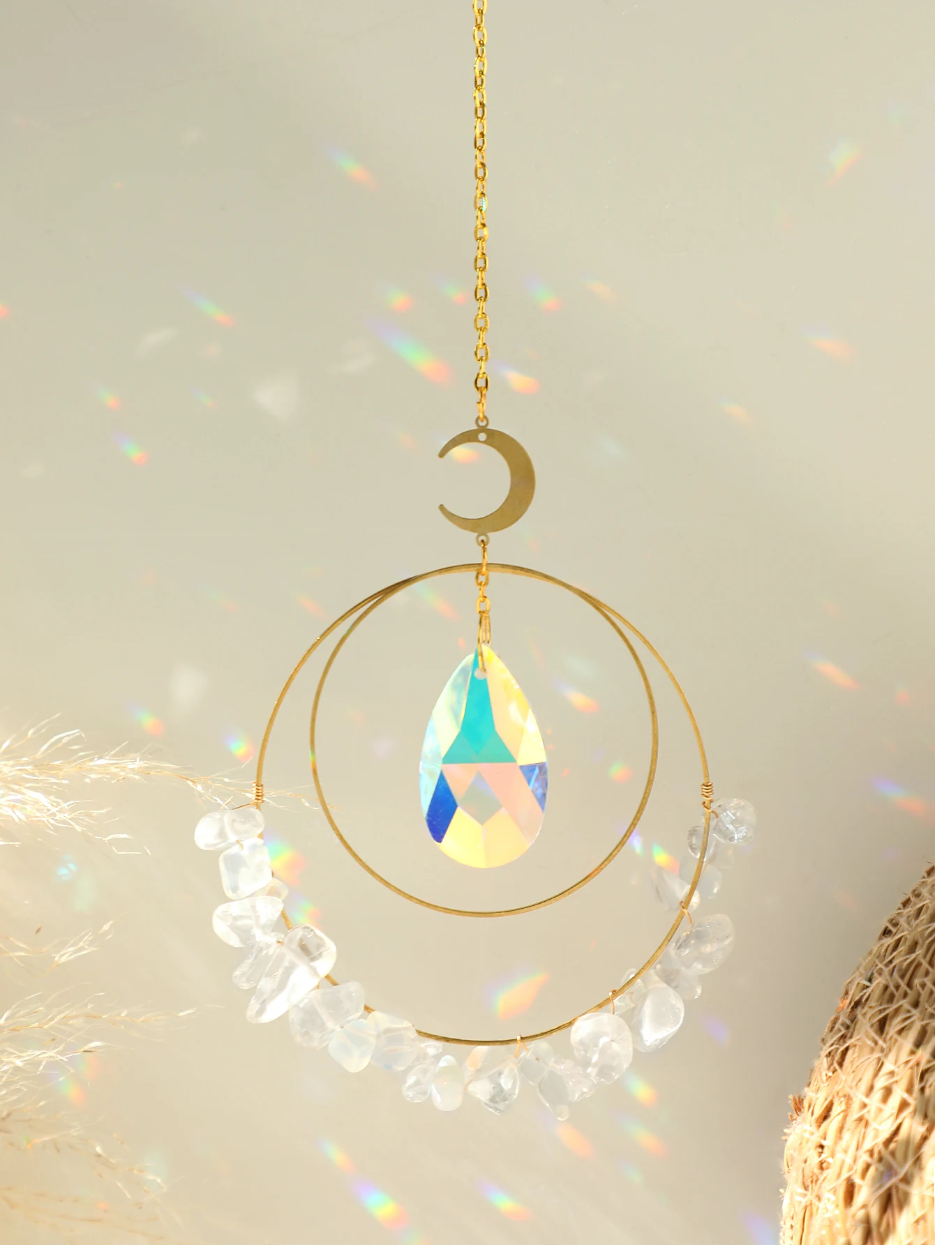 Multicolor Crystal Sun Catcher Wind Chimes Hanging Ornaments Garden Suncatchers Window Light Catcher Outdoor Decors Car Ornament