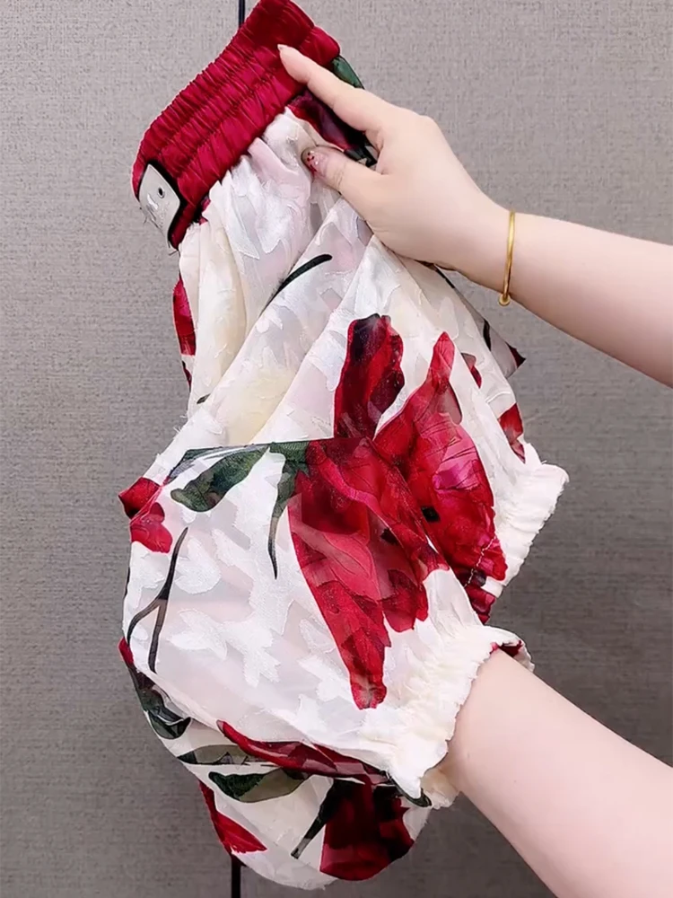 

Новинка весна-лето, прозрачные штаны из вискозы с цветами, женские брюки, спортивные штаны до щиколотки для отдыха