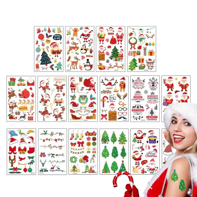 

Christmas Face Stickers Water Transfer Stickers 16 Sheets Christmas Candle Film Sticker For Kids Body Printing Stickers Decor